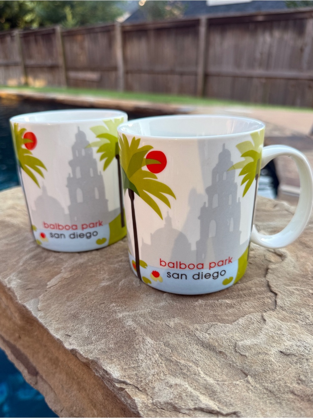 PAIR of Starbucks 2007 Balboa Park San Diego Mugs   NEW Collectible #089